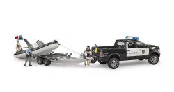 BRUDER - PICK-UP DE POLICE RAM 2500 AVEC MODULE L + S, REMORQUE, BATEAU, POLICIÈRE ET PLONGEUR